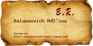 Balassovich Rózsa névjegykártya